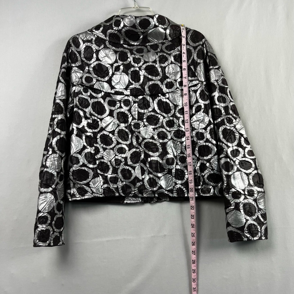 Joseph Ribkoff Jacket Womens size 8 Zip Up Shimmer Metallic Cowl Neck - Picture 7 of 15